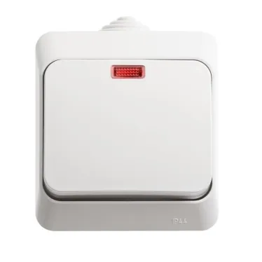 ЭТЮД Выключатель одноклавишный наружный с подсветкой IP44 белый