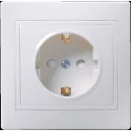 Розетка 1-местная с заземляющим контактом с защитной шторкой 16А керамика КВАРТА белая (РСш10-3-КБ )