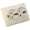 Розетка двойная скрытая с заземлением (стакан) слоновая кость
