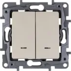 ETIKA Выключатель двухклавишный с подсветкой слоновая кость безвинтовые зажимы 10АХ