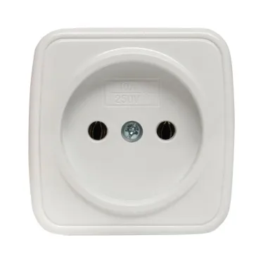 Розетка Минск одноместная ОП 10А без заземления белая
