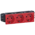 Mosaic-New Розетка тройная с заземлением красная