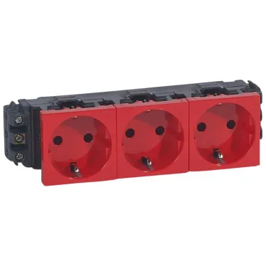 Mosaic-New Розетка тройная с заземлением красная