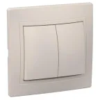 КВАРТА Выключатель двухклавишный скрытый бежевый в сборе
