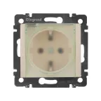 VALENA Розетка с заземлением со шторками с крышкой в рамку слоновая кость