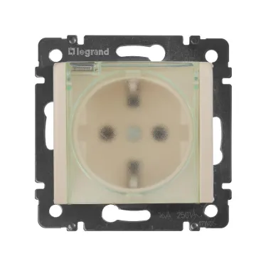 VALENA Розетка с заземлением со шторками с крышкой в рамку слоновая кость