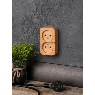 Розетка 2-местная ОП Минск 10А без заземления светлое дерево