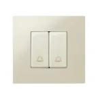 Кнопка клавишная звонок узкая, 10А 250В, S27 слоновая кость