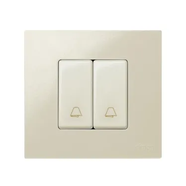 Кнопка клавишная звонок узкая, 10А 250В, S27 слоновая кость