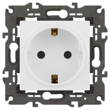 Розетка 2P+E Schuko, 16А-250В, Эра Elegance, белый, 14-2101-01