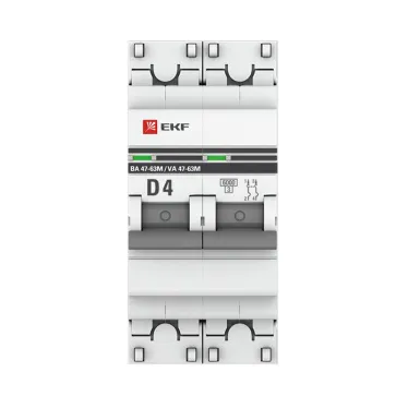 Автоматический выключатель 2P 4А (D) 6кА ВА 47-63M c одним магнитным расцепителем