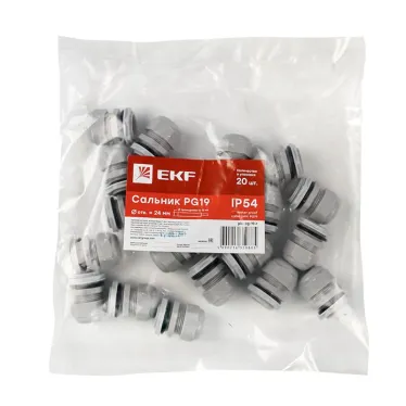 Сальник PG19 IP54 (20 шт) d отв. 24 мм / d провод. 12-15 мм PROxima