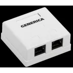 Розетка информационная настенная RJ45 категории 5Е FTP 2 порта GENERICA