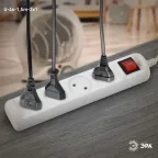 Удлинитель электрический U-4s-1,5m-2x1 без заземления c выключателем 4 розетки 1,5м ПВС 2x1мм2 10А