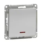 Выключатель одноклавишный, с подсветкой, 10АХ, механизм, матовый хром