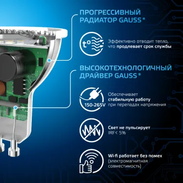 Лампа светодиодная LED 9 Вт 830 лм 6500К софит MR16 холодный GU10 AC 220В Black Gauss