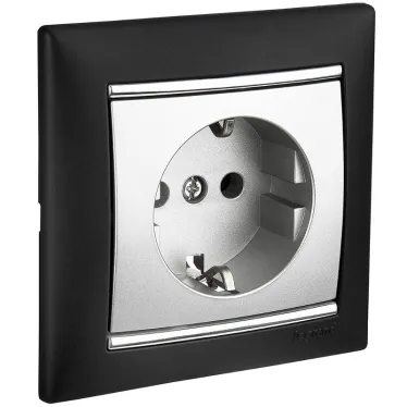 VALENA Розетка с заземлением в рамку алюминий