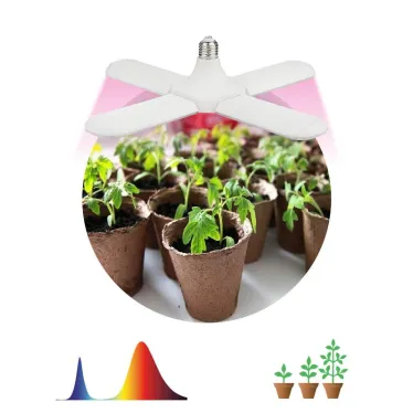 Фитолампа для растений светодиодная FITO-36W-RB-E27-FOLD 4-х лепестковая красно-синего спектра 36 Вт Е27