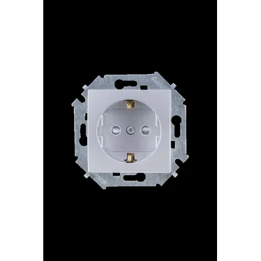 Розетка 2P+E Schuko, со шторками, 16А, 250В, винтовой зажим, алюминий