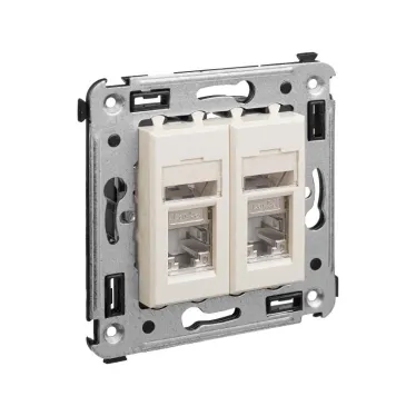 Avanti Розетка RJ-45 в стену, 5e двойная экранированная, ''Ванильная дымка''