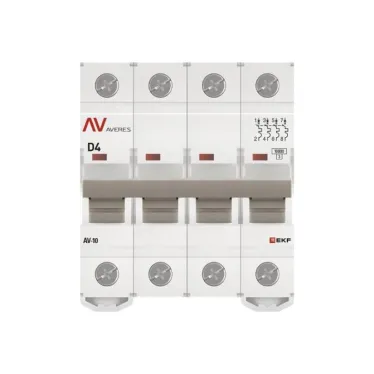 Выключатель автоматический AV-10 4P 4A (D) 10kA AVERES